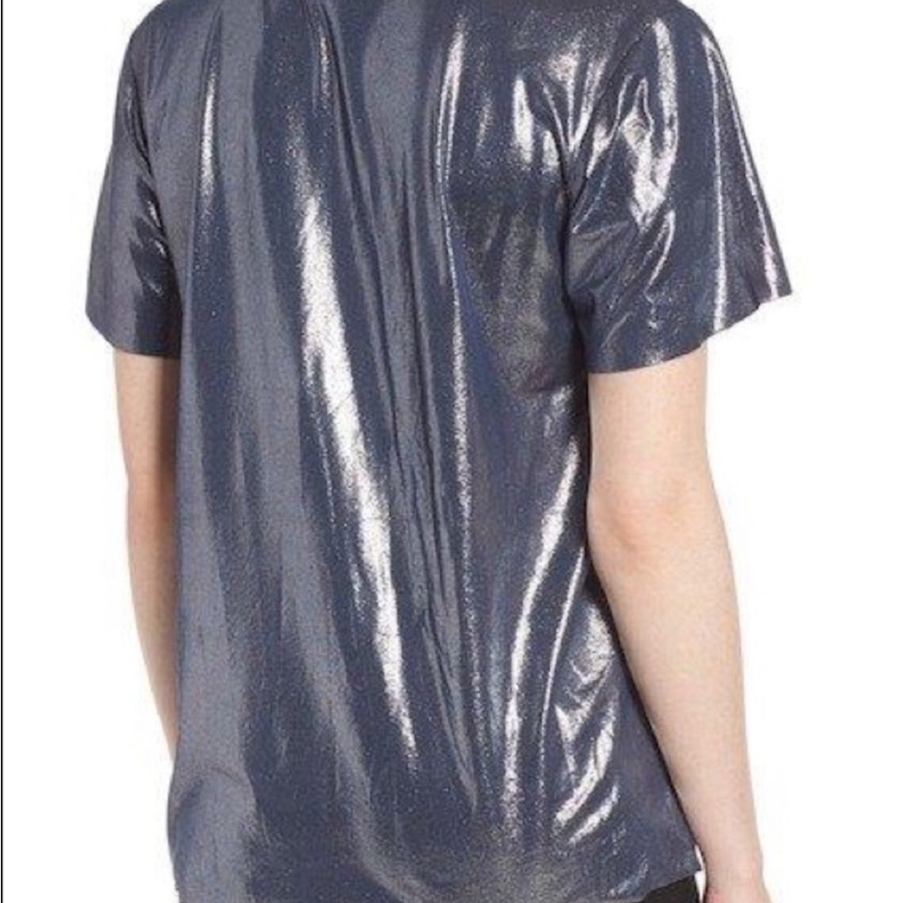 Trouve Metallic Blue Soft, Shiny & Stretchy Tee Sz XL NWT - Picture 2 of 5